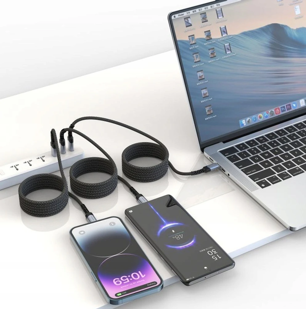 „Swissten“ magnetinis USB-C duomenų kabelis, savaime apsisukantis 60 W 1 m