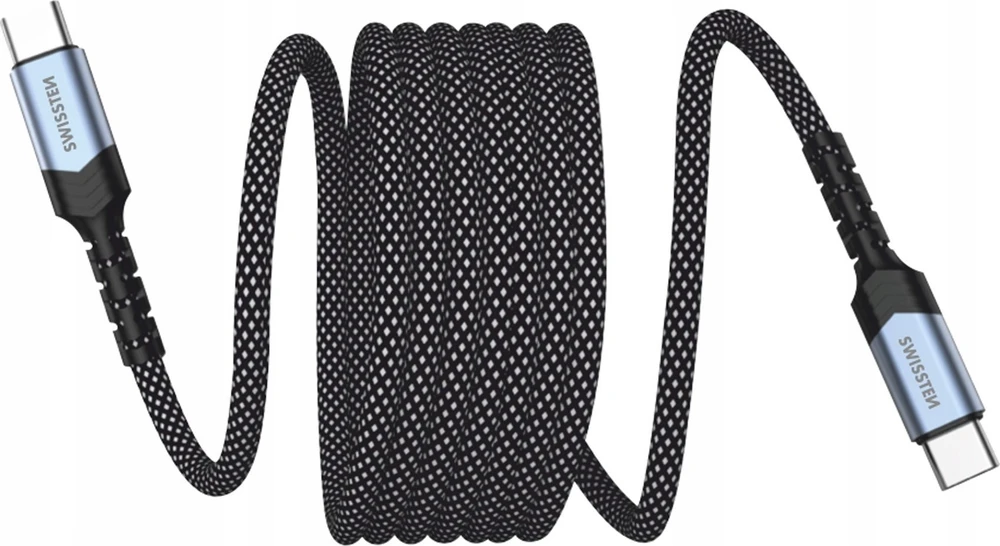 „Swissten“ magnetinis USB-C duomenų kabelis, savaime apsisukantis 60 W 1 m