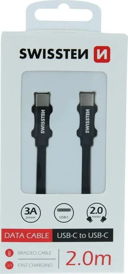 Swissten Textile Universal Quick Charge 3.0 USB-C į USB-C duomenų ir įkrovimo laidas 2 m