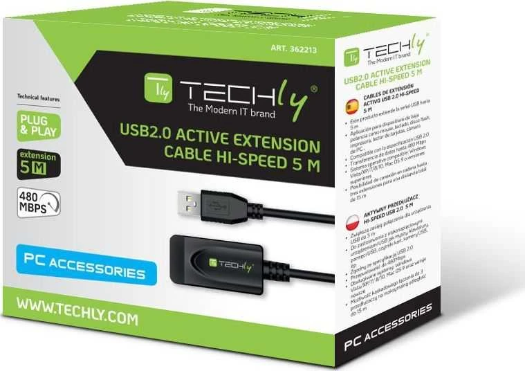 TECHLY Active Extension Cable USB Hi Speed 5m Juodas