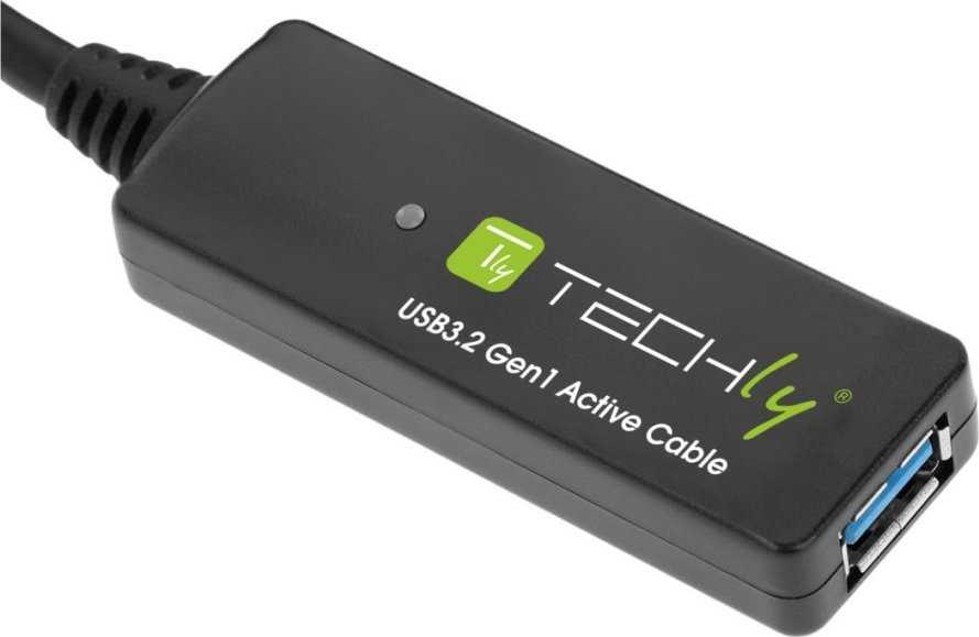 Techly ICUR30100G USB kabelis USB 3.2 Gen 1 (3.1 Gen 1) 10 m USB A Juoda