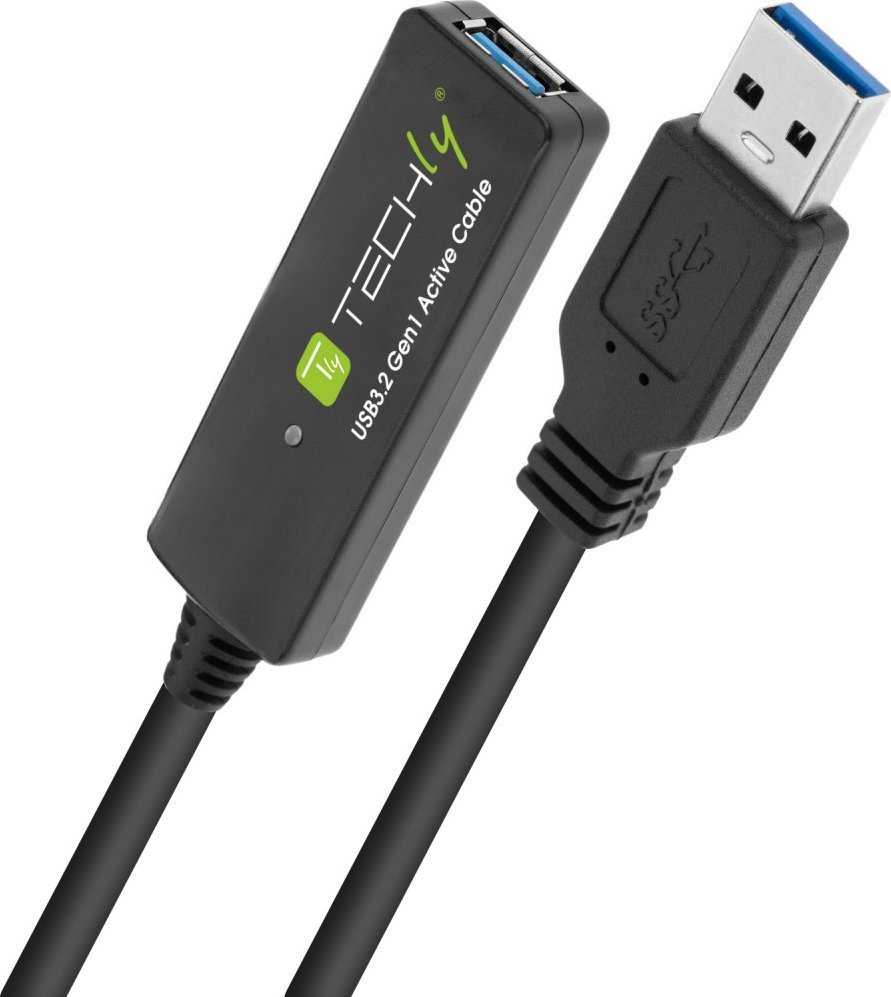 Techly ICUR30100G USB kabelis USB 3.2 Gen 1 (3.1 Gen 1) 10 m USB A Juoda