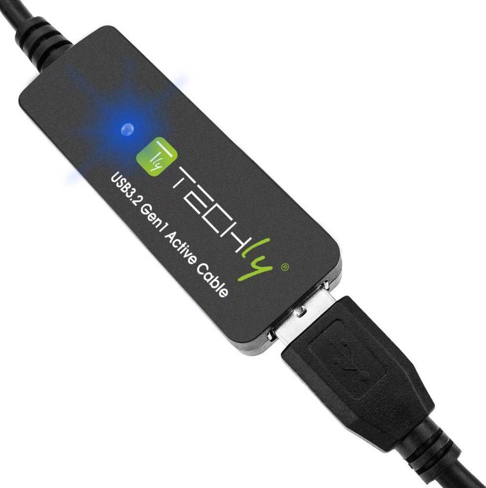 Techly ICUR30100G USB kabelis USB 3.2 Gen 1 (3.1 Gen 1) 10 m USB A Juoda