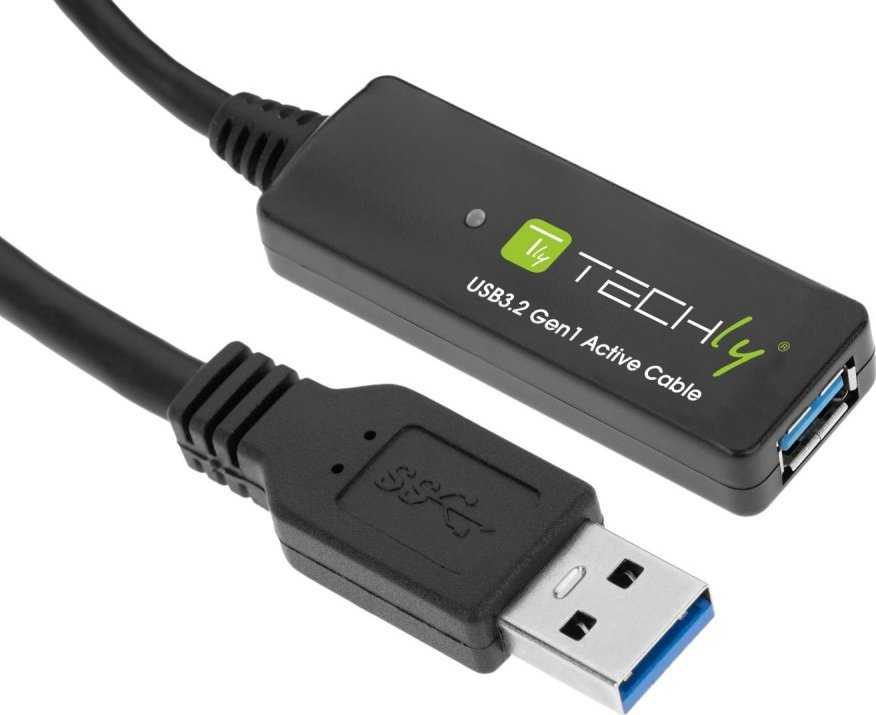 Techly ICUR30100G USB kabelis USB 3.2 Gen 1 (3.1 Gen 1) 10 m USB A Juoda