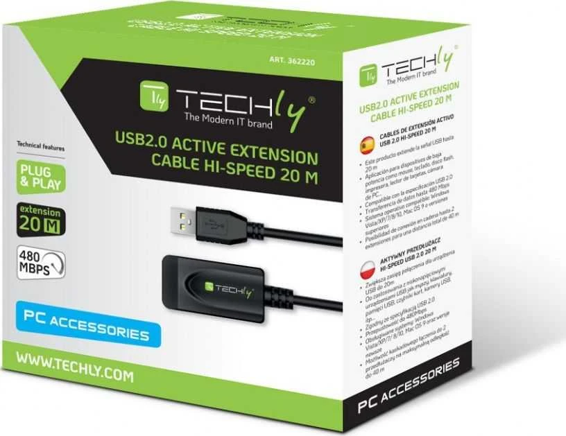 TECHLY Active Extension Cable USB Hi Speed 20m Juodas