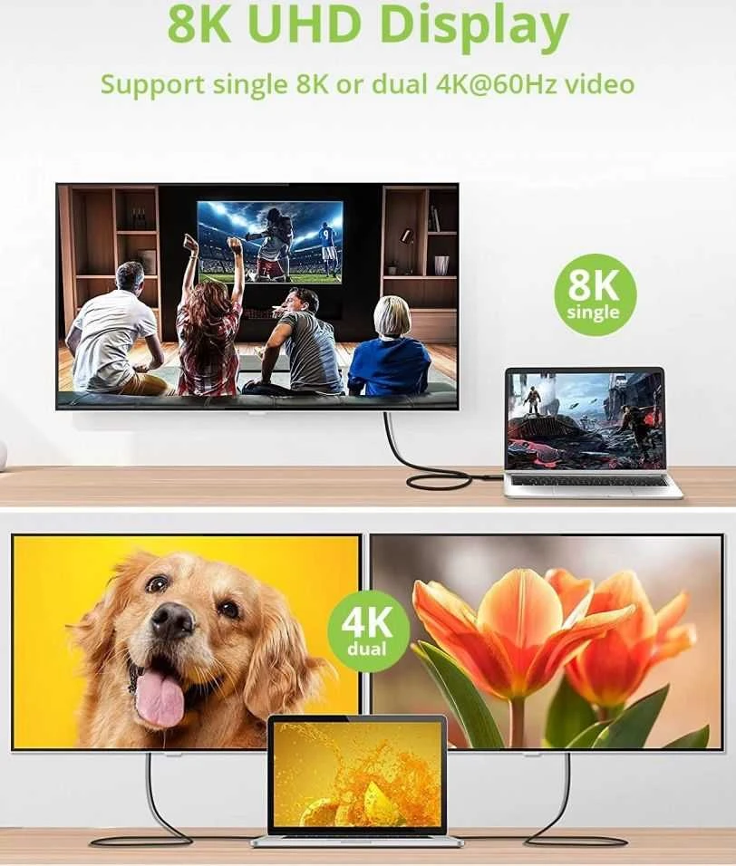 TECHLY USB 4 Gen 3 Type-C laidas M/M E-Mark 8K 40Gbps 100W PD 0,8m