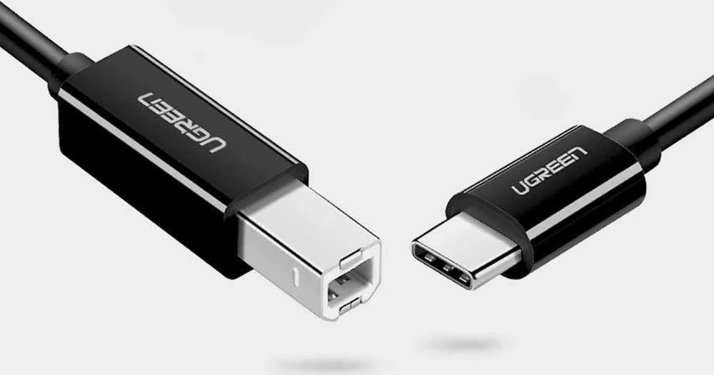 Spausdintuvo kabelis USB-C 2.0 į USB-B UGREEN US241, 1m (juodas)