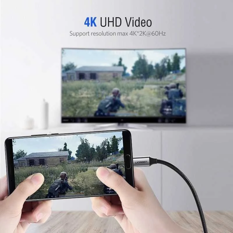 USB laidas Ugreen USB-C – HDMI 1,5 m sidabrinis (50570)