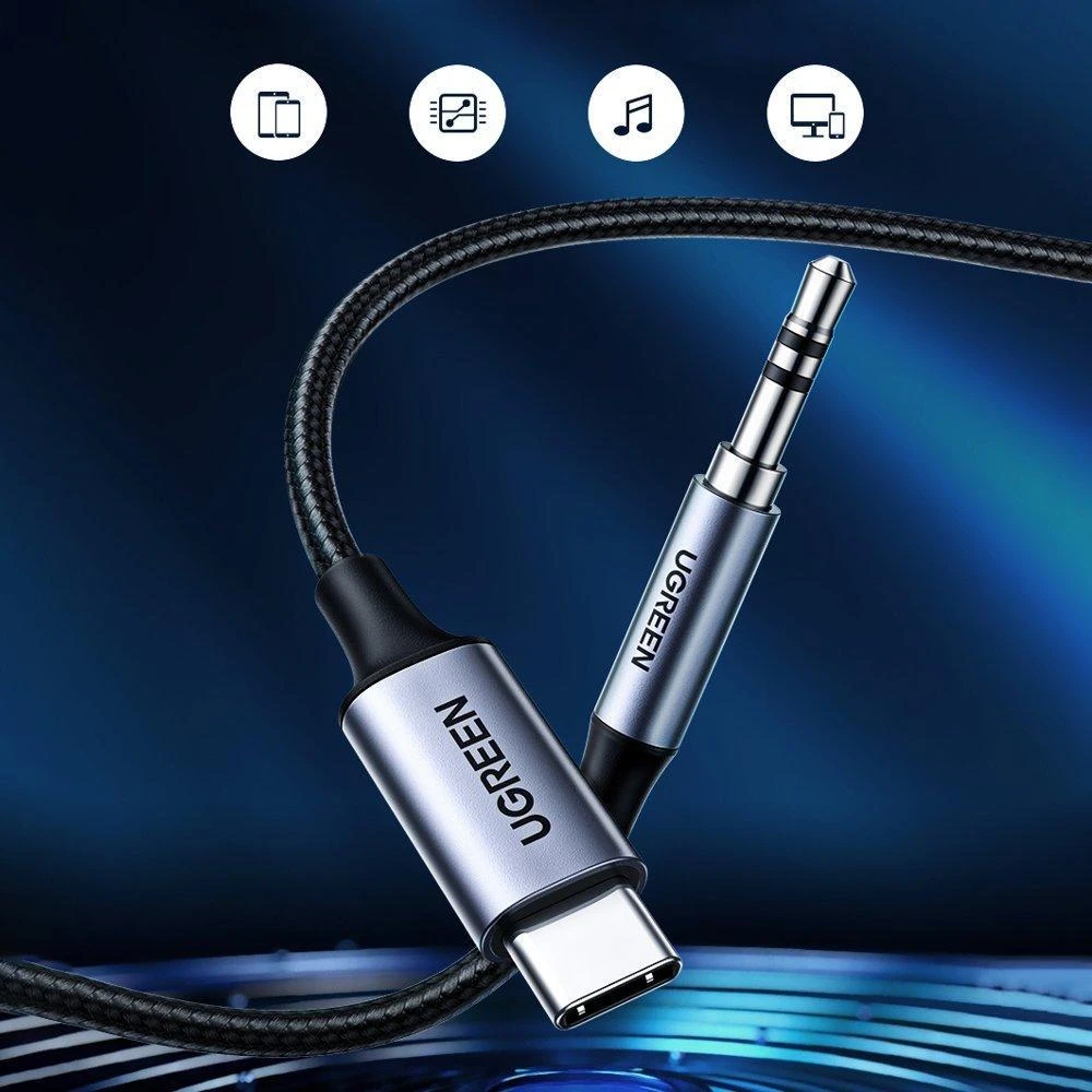 UGREEN CM450 USB-C - AUX 3.5mm laidas 1m juodas