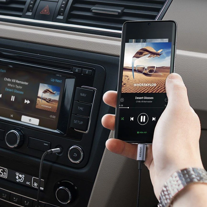 UGREEN CM450 USB-C - AUX 3.5mm laidas 1m juodas