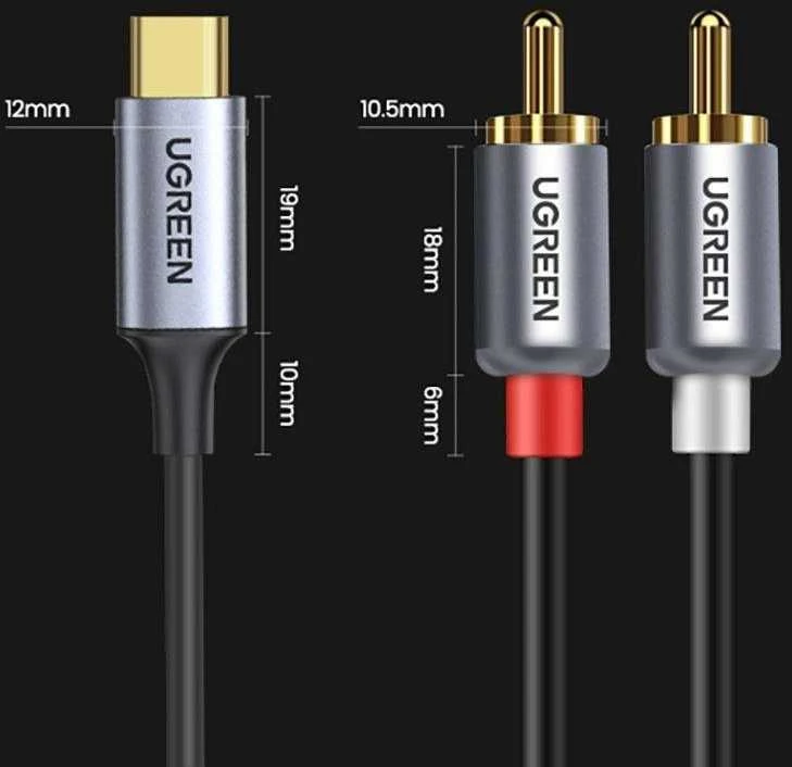 Ugreen audio kabelis USB Type C (male) - 2RCA (male) 1.5m pilkos spalvos (20193 CM451)