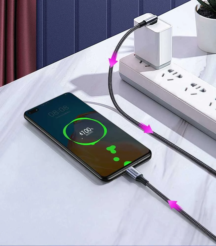Kampinis kabelis USB-C į USB-C UGREEN US334 5A, PD 100W, 2m (juodas)