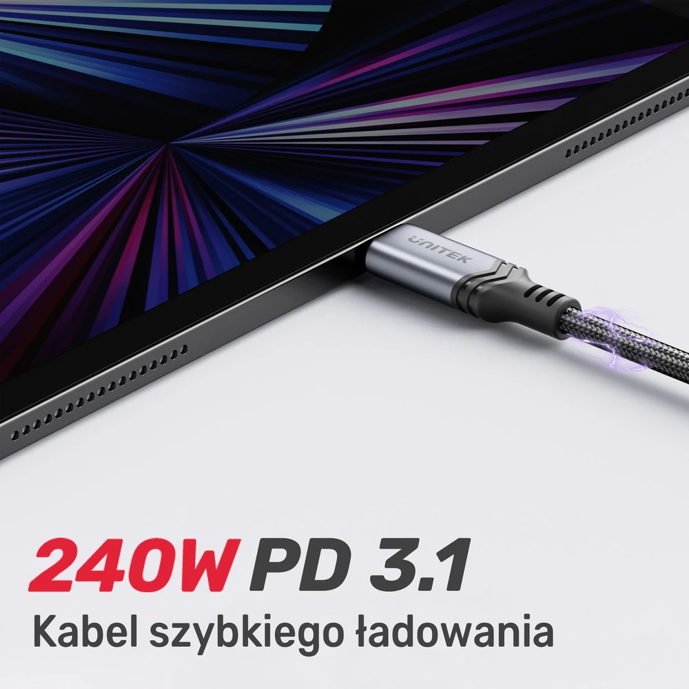 UNITEK CABLE USB-C, 240W, 2M