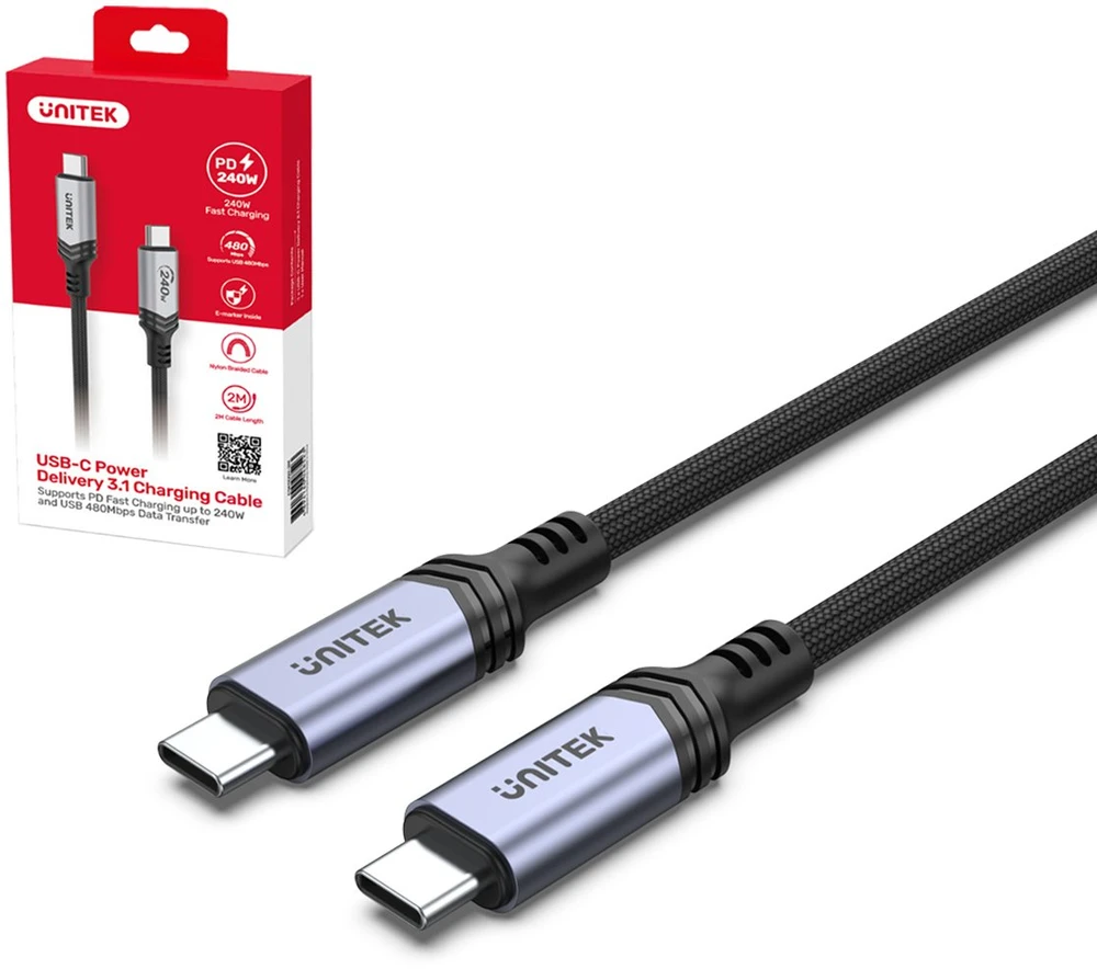 UNITEK CABLE USB-C, 240W, 2M