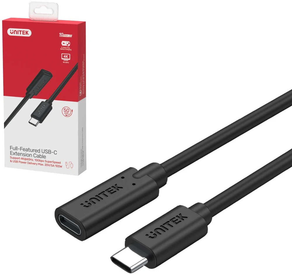UNITEK pratęsimo kabelis USB-C 4K 60HZ PD 20V/5A C14086BK