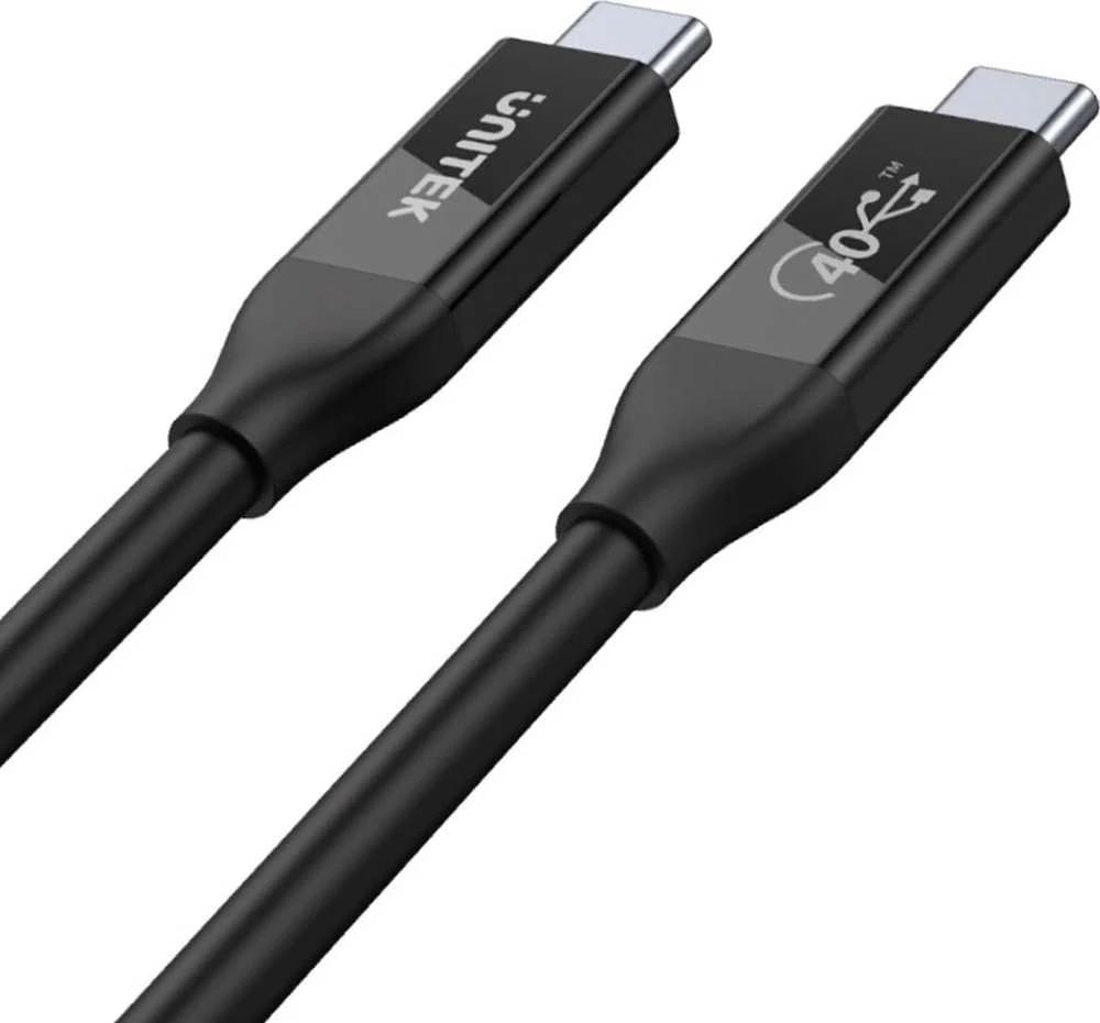 UNITEK C14100BK-0,8M kabelis USB-C 4.0 PD 100W 40Gbps 8K 0,8m