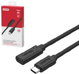 UNITEK C14086BK-1,5 m pratęsimo kabelis USB-C 4K 60HZ PD 20V/5A 1,5m