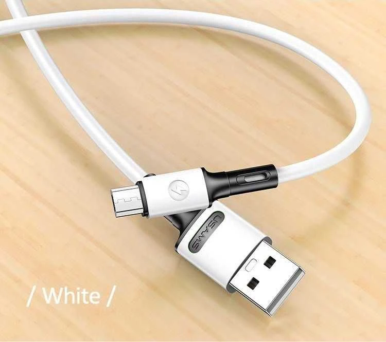 USAMS U52 microUSB 2A greito įkrovimo kabelis 1m baltos spalvos SJ435USB01 (US-SJ435)
