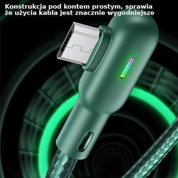 USAMS U57 Angled Kabelis MicroUSB 1.2m 2A žalios spalvos SJ458USB02 (US-SJ458)