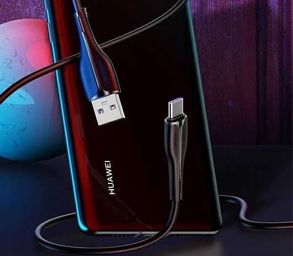 USAMS Kabelis U38 USB-C 5A Fast Charge for OPPO/HUAWEI 1m juodos spalvos SJ376USB01 (US-SJ376)