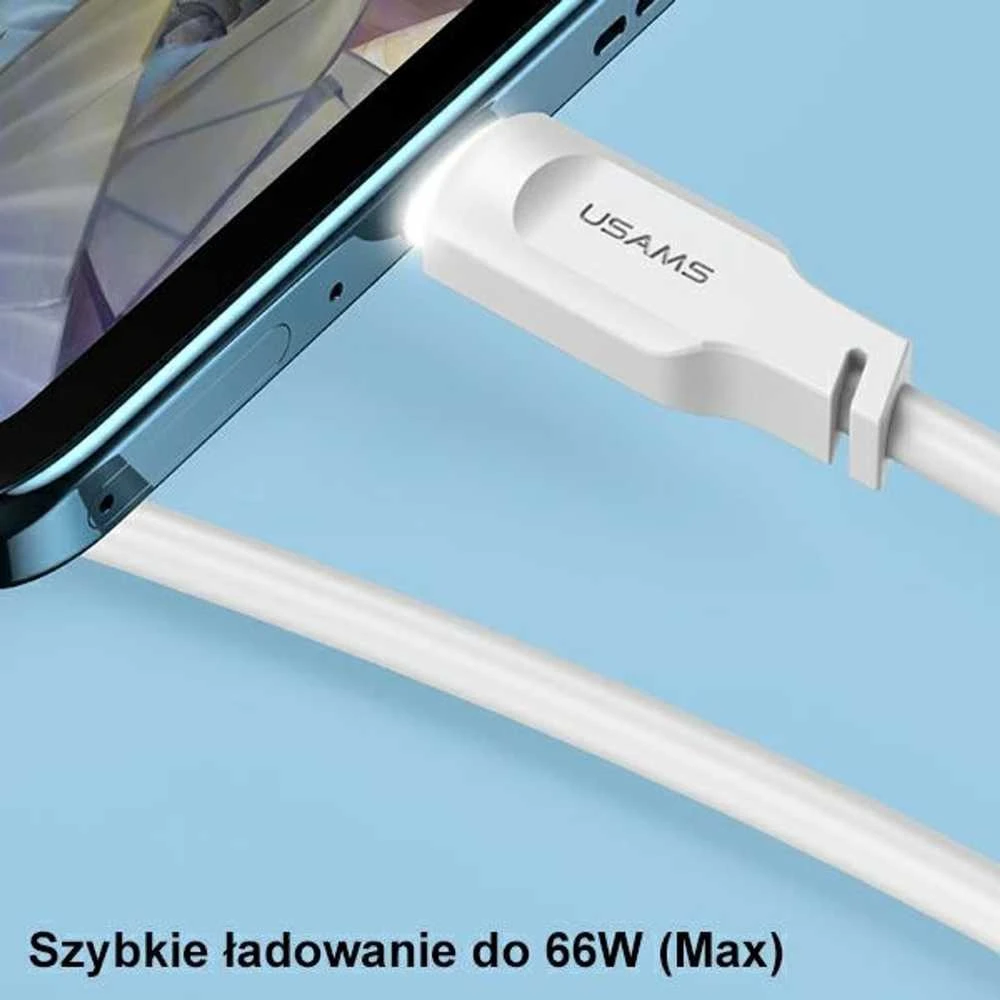 USAMS kabelis USB-C 6A 1.2m Port Ekranas Fast Charging Lithe Series violetinės spalvos SJ568USB03 (US-SJ568)