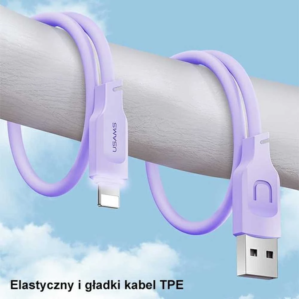 USAMS lightning kabelis 2.4A 1.2m Fast Charging Lithe Series juodos spalvos SJ565USB01 (US-SJ565)