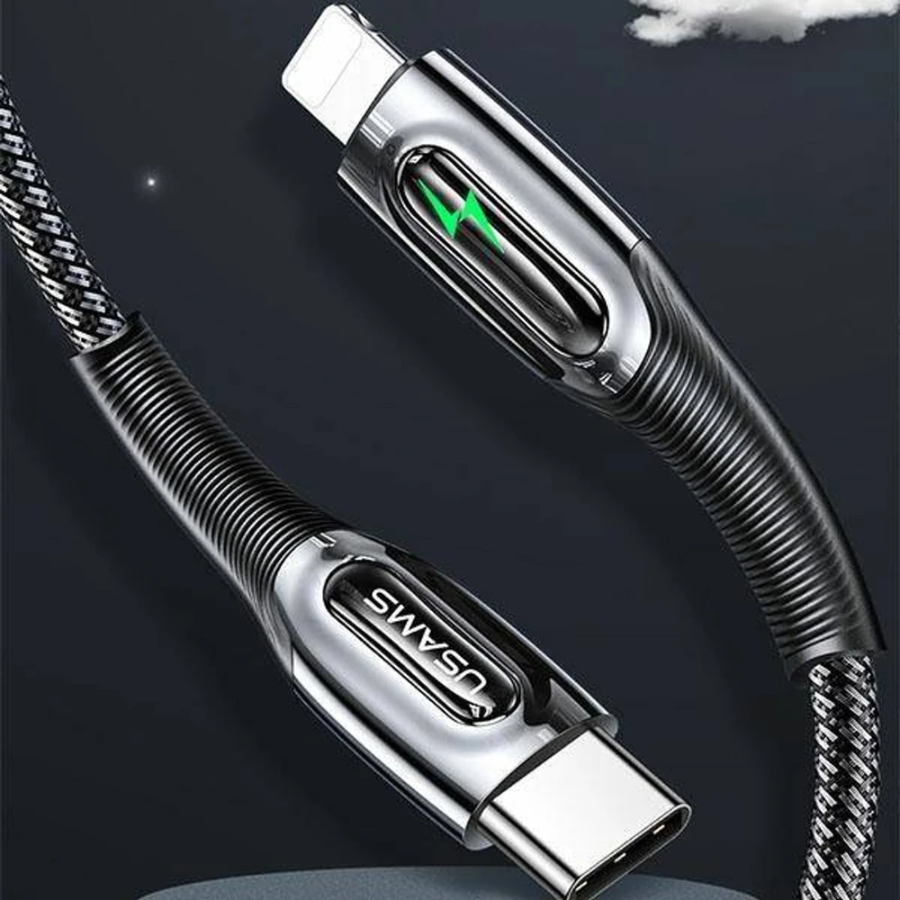USAMS pintas USB-C į Lightning išmanusis 20W PD įkrovimo laidas 1.2m tamsiai žalias SJ