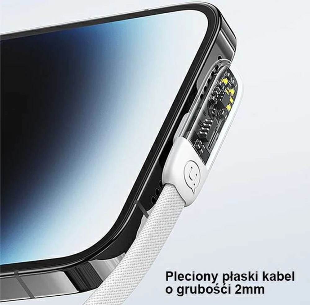 USAMS kampinis USB-C kabelis su „Lightning PD 20W“ greito įkrovimo „Iceflake“ serijos 1,2 m baltas SJ583USB02