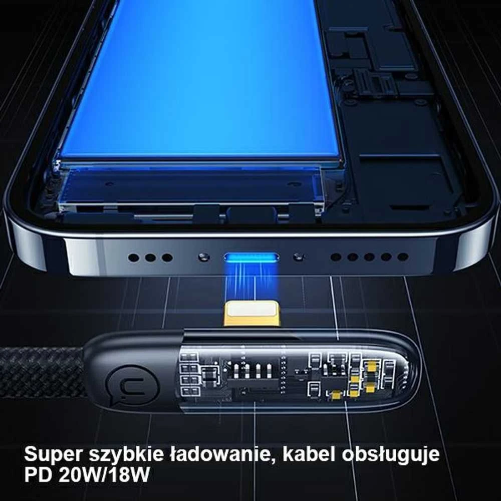 USAMS kampinis USB-C kabelis su „Lightning PD 20W“ greito įkrovimo „Iceflake“ serijos 1,2 m baltas SJ583USB02
