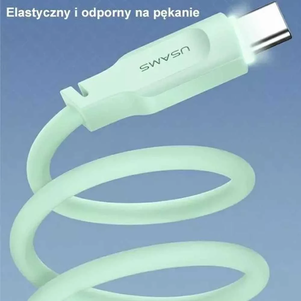 USAMS kabelis USB-C į USB-C 100W 1.2m Port Ekranas Fast Charging Lithe Series violetinės spalvos SJ567USB03