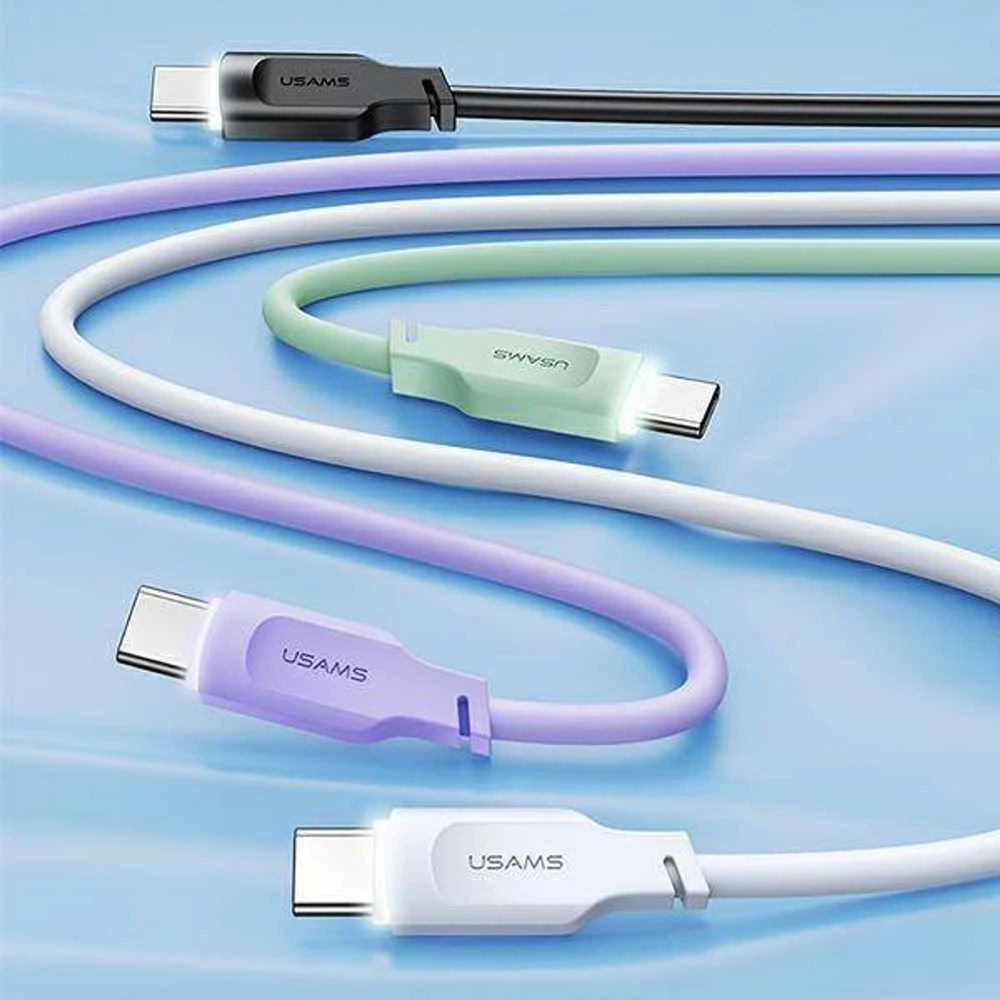 USAMS kabelis USB-C į USB-C 100W 1.2m Port Ekranas Fast Charging Lithe Series violetinės spalvos SJ567USB03