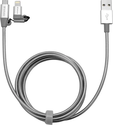 Verbatim 48869 USB kabelis 1 m USB A Micro-USB B/Lightning Aliuminis, Pilka