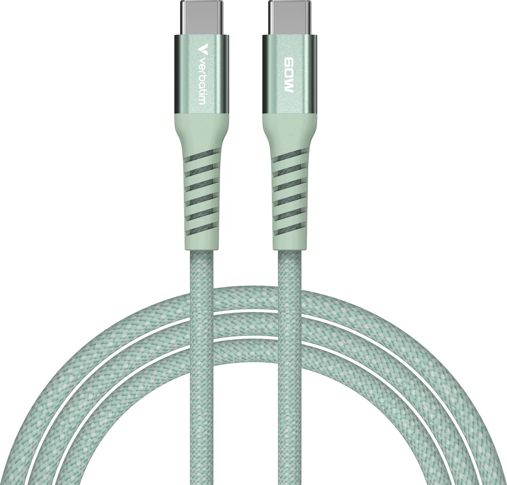 „Verbatim“ magnetinis sinchronizavimo ir įkrovimo kabelis USB-C į USB-C, 60 W, 120 cm, Žalias