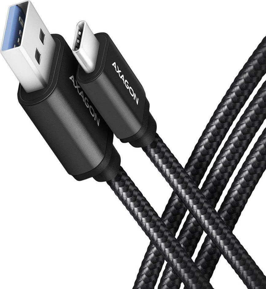 Axagon BUCM3-AM15AB USB-C – USB-A laidas, 1,5 m, USB 3.2 Gen 1 3A, ALU, pintas, juodas