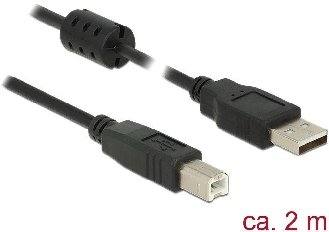USB kabelis Delock USB-A - USB-B 2 m juoda (84897)