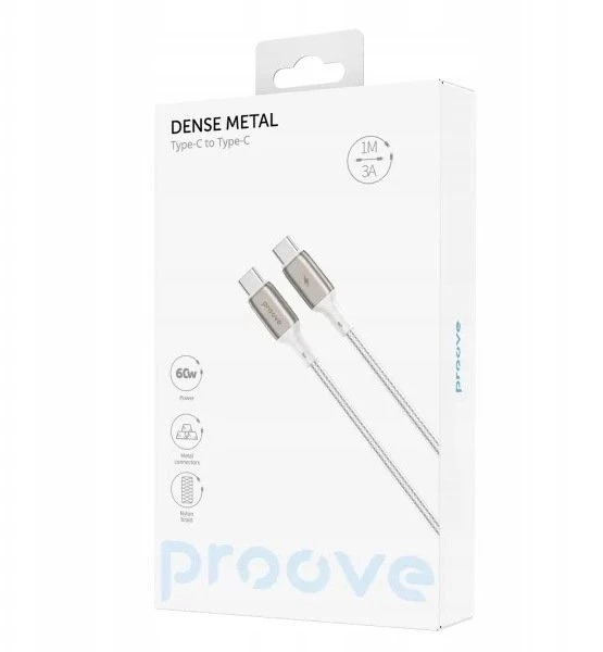 USB kabelis PROOVE Dense Metal Type-C į Type-C 60 W (1 m) (Proove)