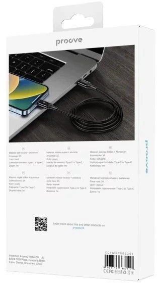 USB kabelis PROOVE Flex Metal Type-C į Type-C 60 W (1 m) (Proove)