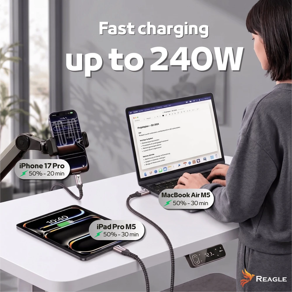 USB laidas Reagle USB-C - USB-C 5 m Juodas