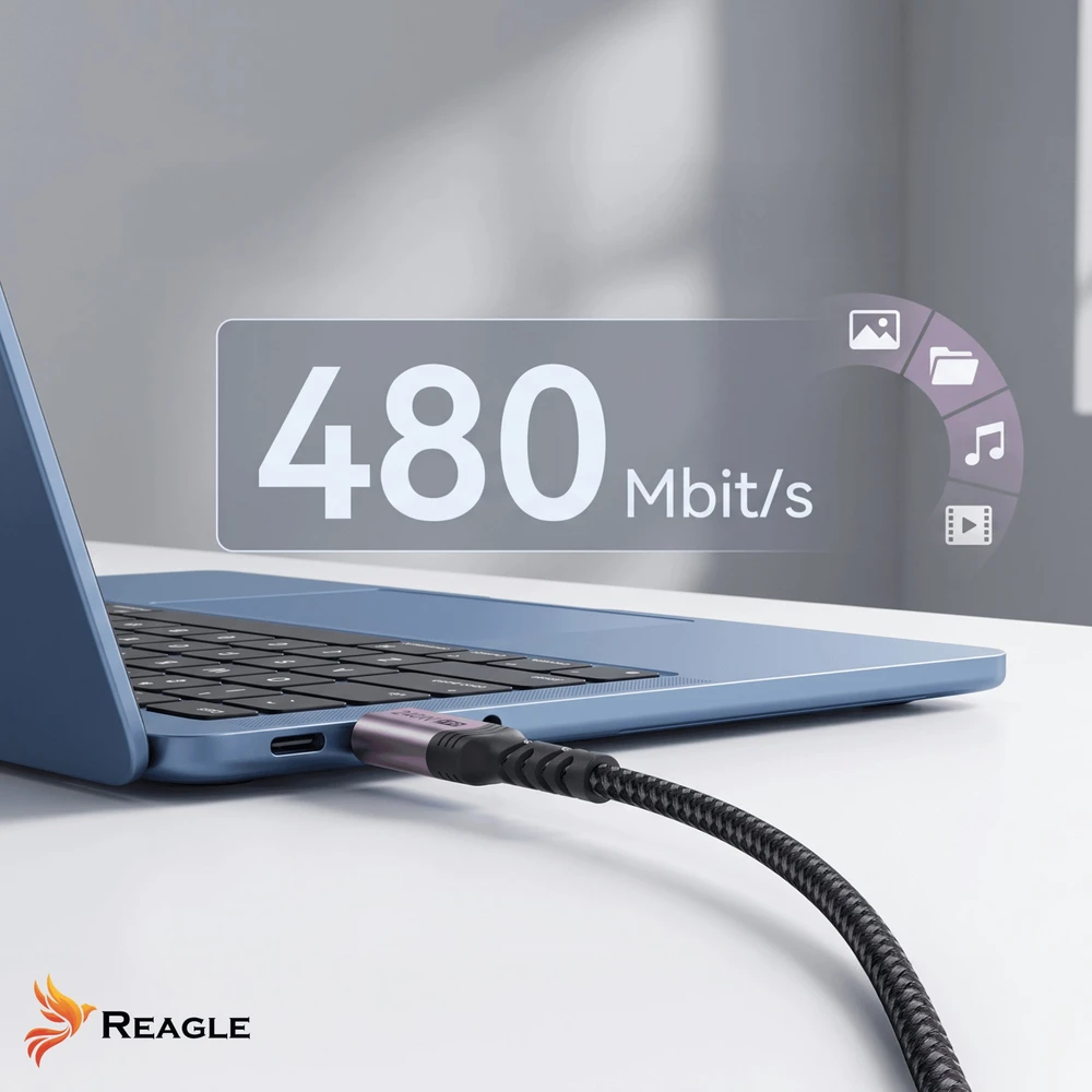 USB laidas Reagle USB-C - USB-C 5 m Juodas