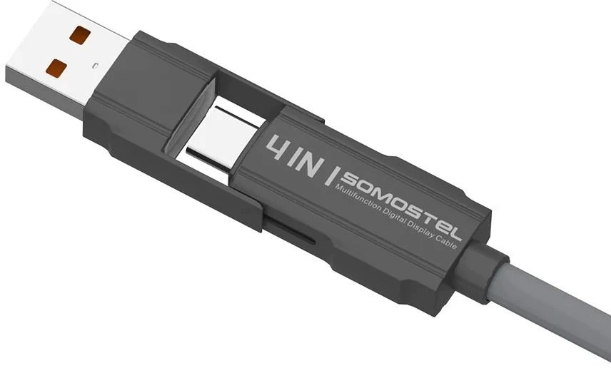 USB laidas Somostel Somostel laidas 4 in 1 USB / Type-C - Lightning / Type-C 3.1A 60W QC PD pilkas SMS-BJ14 (35543)