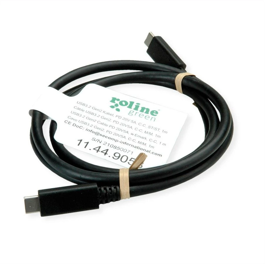 USB Roline USB-C - USB-C kabelis 1 m, juodas (11.44.9056)