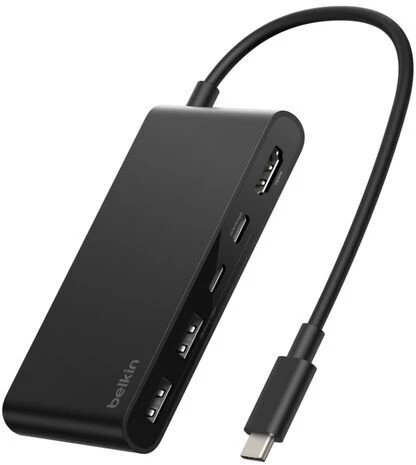 HUB USB Belkin Hub USB-C, 2 x USB-A, 2 x USB-C PD 100W, HDMI 2.0 4K, 5Gbps, juoda