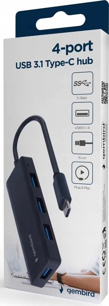 USB ŠAKOTUVAS Gembird GEMBIRD 4 prievadų USB 3.1 Gen 1 Type-C šakotuvas