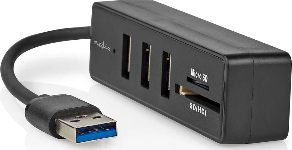 USB ŠAKOTUVAS Nedis CCGB61250BK01 šakotuvai ir šakotuvai USB 3.2 Gen 1 (3.1 Gen 1) Type-A 5000 Mbit/s Juodas