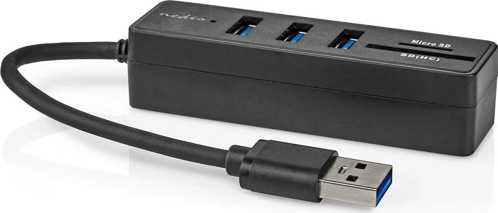 USB ŠAKOTUVAS Nedis CCGB61250BK01 šakotuvai ir šakotuvai USB 3.2 Gen 1 (3.1 Gen 1) Type-A 5000 Mbit/s Juodas