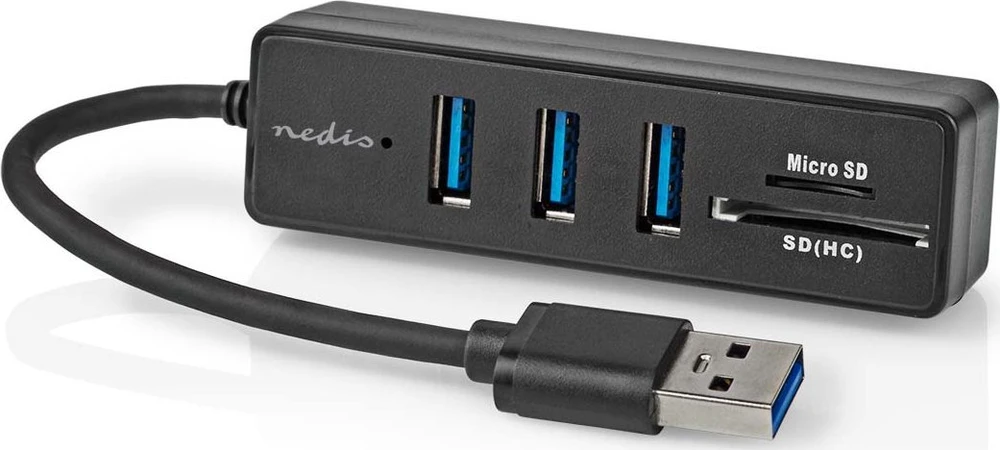 USB ŠAKOTUVAS Nedis CCGB61250BK01 šakotuvai ir šakotuvai USB 3.2 Gen 1 (3.1 Gen 1) Type-A 5000 Mbit/s Juodas