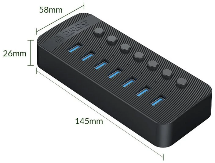 Orico CT2U3-7AB USB Hub 7x USB-A 3.2 Gen1 (CT2U3-7AB-EU-BK-BP)