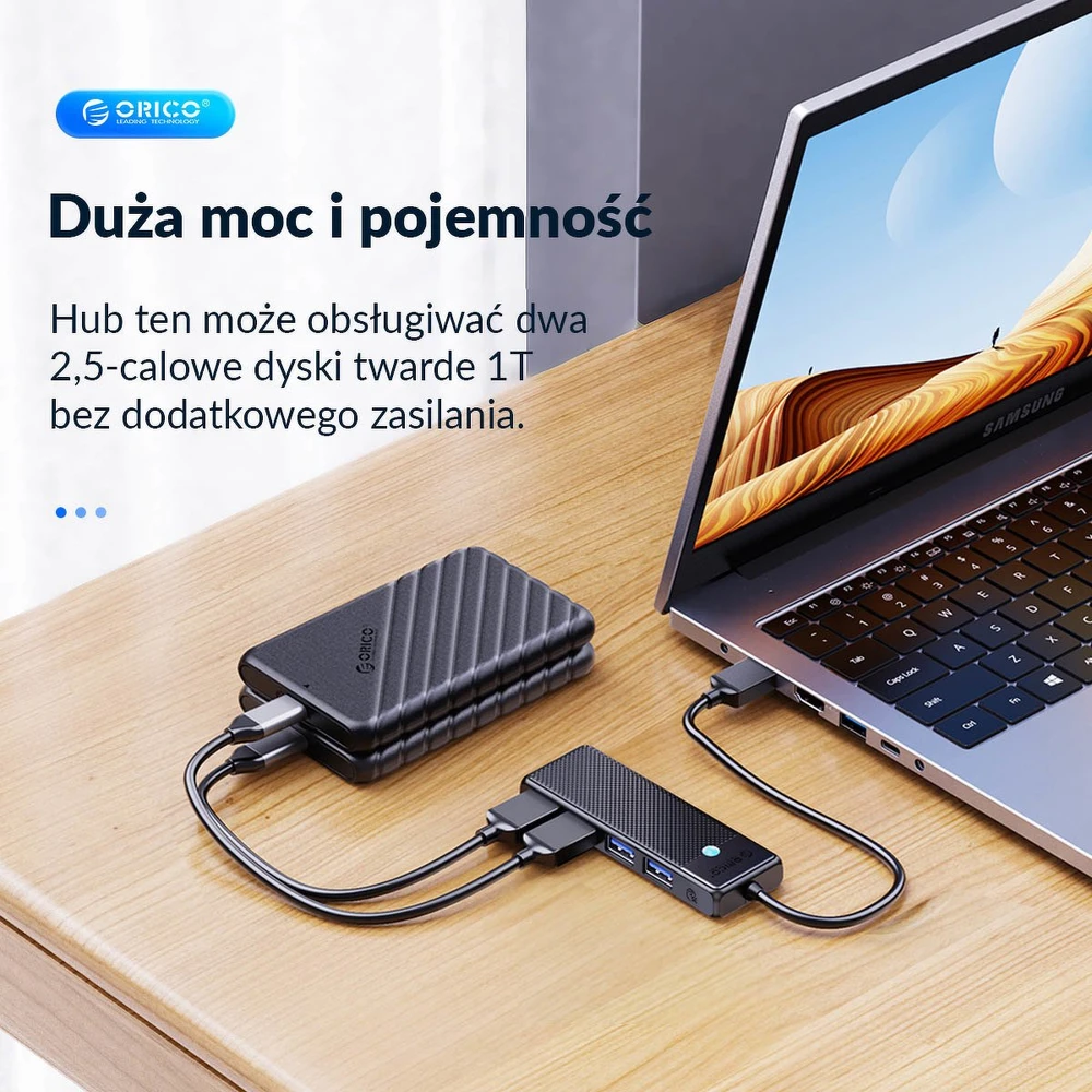 USB šakotuvas Orico PAPW4A-U3-015-BK-BP 4x USB-A 3.0 (PAPW4A-U3-015-BK-BP)