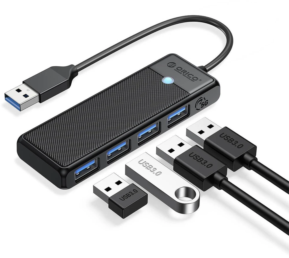 USB šakotuvas Orico PAPW4A-U3-015-BK-BP 4x USB-A 3.0 (PAPW4A-U3-015-BK-BP)