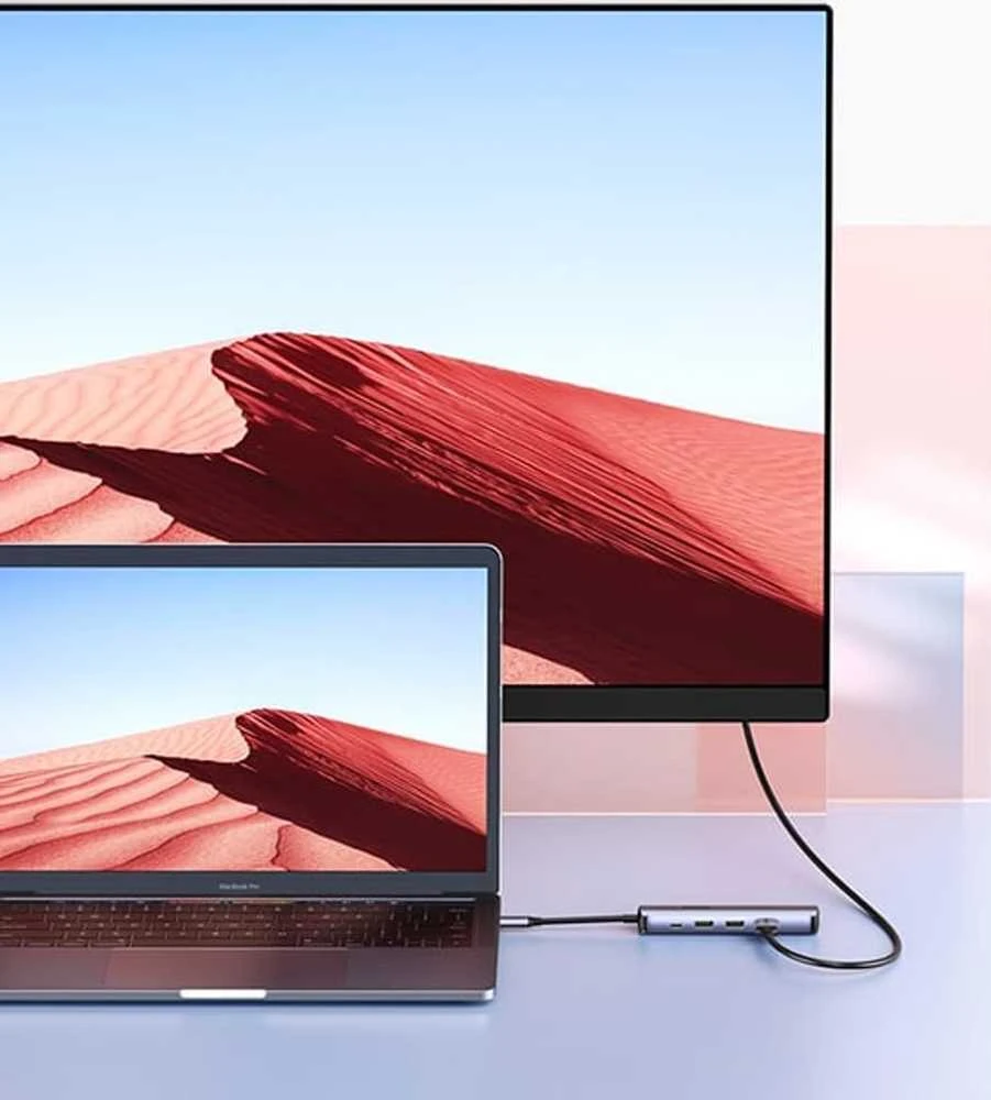 Hub / šakotuvas 100W PD USB-C - 2x USB + HDMI 4K 30 Hz + RJ45 1Gbps UGREEN Revodok CM418 pilkos spalvos
